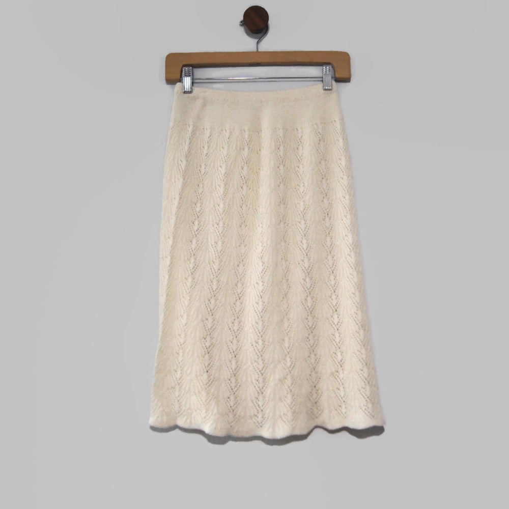 Vintage Made in USA Skirt Swimsuit Coverup Crochet Cream Elastic Waist